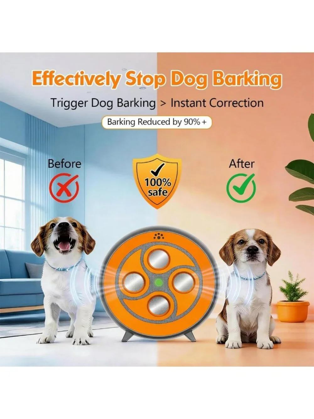 Rechargeable Dog Barking Deterrent with Remote, 6 Adjustable Modes, 200ft Range